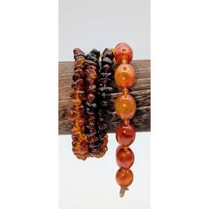 Amber Bead Wire Wrap Bracelet & Amber Look Vintage Bracelet